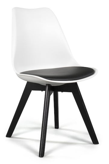 Krzesło Skandynawskie Z Poduszką Dublin Biało - Czarne Nogi Czarne Home-Design24