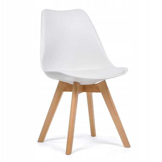 Krzesło Skandynawskie Z Poduszką Dublin Nowoczesne Białe Noga Drewno Home-Design24