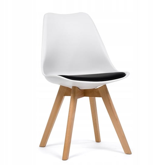 Krzesło Skandynawskie Z Poduszką Dublin Nowoczesne Biało-Czarne Noga Drewno Home-Design24