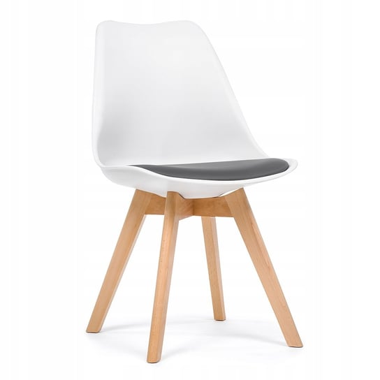 Krzesło Skandynawskie Z Poduszką Dublin Nowoczesne Biało-Szare Noga Drewno Home-Design24