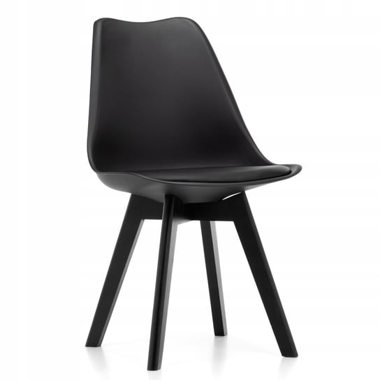 Krzesło Skandynawskie Z Poduszką Dublin Nowoczesne Czarne Noga Czarna Home-Design24