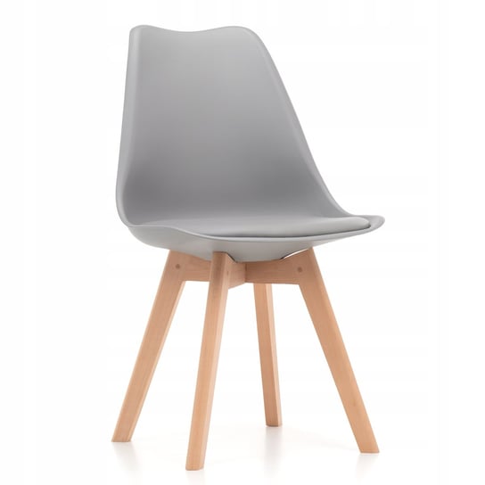 Krzesło Skandynawskie Z Poduszką Dublin Nowoczesne Jasnoszare Noga Drewno Home-Design24