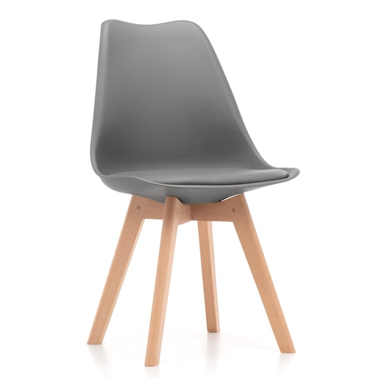 Krzesło Skandynawskie Z Poduszką Dublin Nowoczesne Szare Noga Drewno Home-Design24