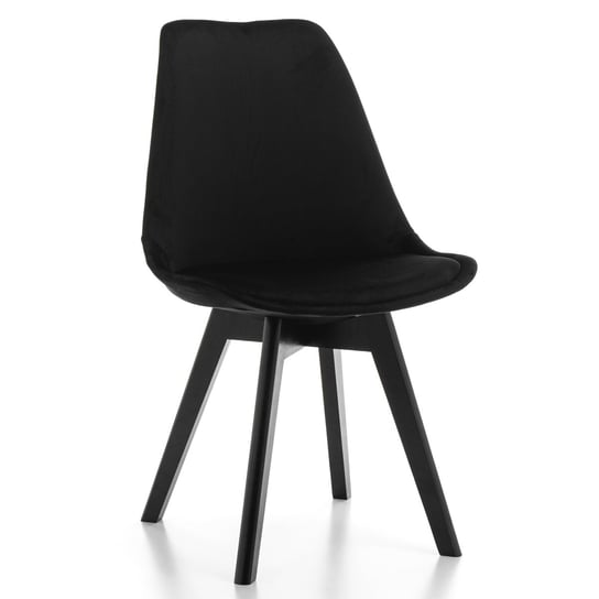 Krzesło Skandynawskie Z Poduszką Dublin Welur Czarny Welur Czarne Nogi Home-Design24
