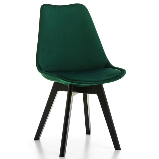 Krzesło Skandynawskie Z Poduszką Dublin Zielony Welur Czarne Nogi Home-Design24