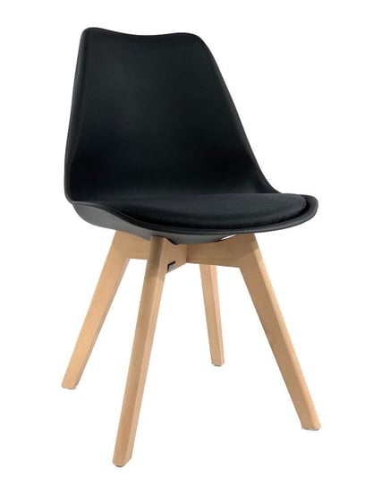 Krzesło skandynawskie z poduszką MONZA czarne Pro - Black Fabric V Lugano