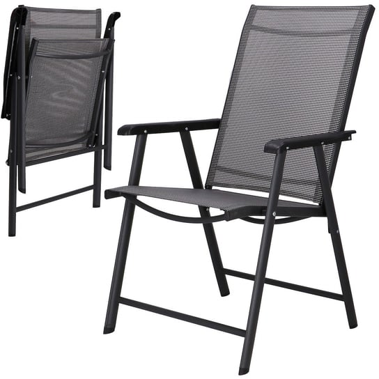 Krzesło składane do ogrodu, metalowe na balkon, taras czarne Springos