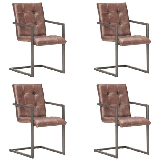 Krzesło stołowe retro, brąz, skóra, stal, 51x56x91 / AAALOE Inna marka