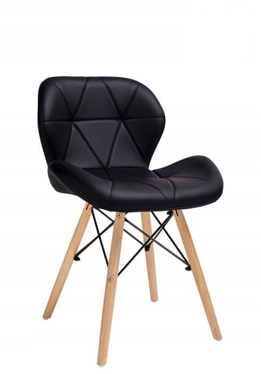 Krzesło tapicerowane Czarne ekoskóra nogi Bukowe Modesto Design