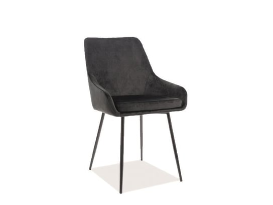 Krzesło tapicerowane CZARNE tkanina aksamit+metal Signal