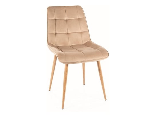 Krzesło tapicerowane do jadalni CHIC D VELVET beżowe/dąb SIGNAL Signal