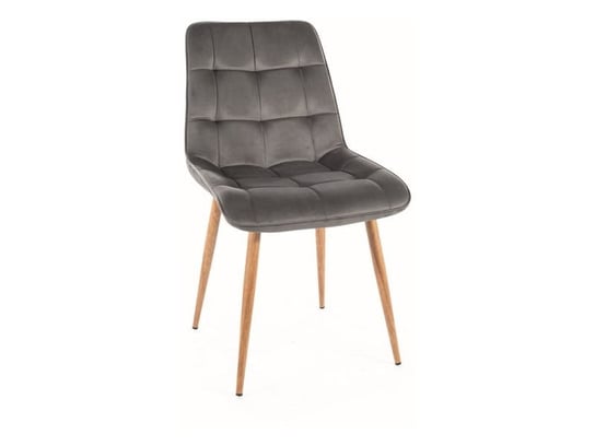Krzesło tapicerowane do jadalni CHIC D VELVET szare/dąb SIGNAL Signal