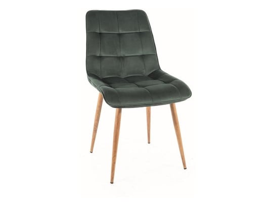 Krzesło tapicerowane do jadalni CHIC D VELVET zielone/dąb SIGNAL Signal