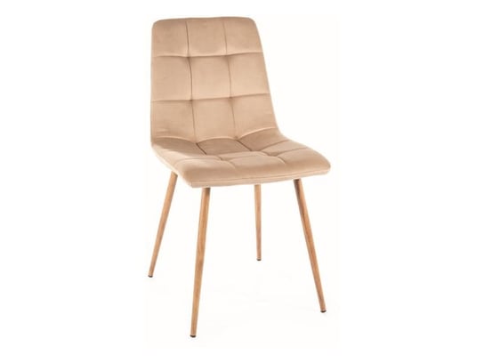 Krzesło tapicerowane do jadalni MILA D VELVET beżowe/dąb SIGNAL Signal