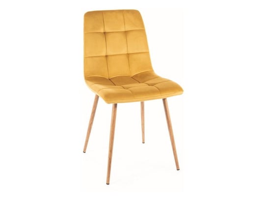 Krzesło tapicerowane do jadalni MILA D VELVET curry/dąb SIGNAL Signal