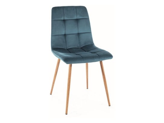 Krzesło tapicerowane do jadalni MILA D VELVET turkusowe/dąb SIGNAL Signal