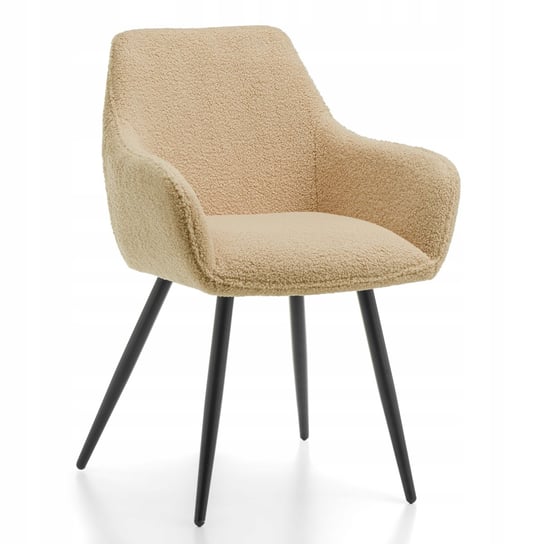 Krzesło Tapicerowane Do Salonu Glamour Tkanina Bukla Teddy Boucle Beżowe Home Design