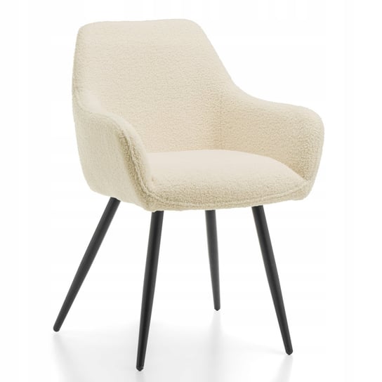 Krzesło Tapicerowane Do Salonu Glamour Tkanina Bukla Teddy Boucle Jasny Beż Home Design