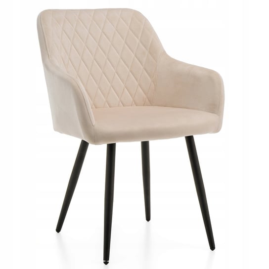 Krzesło Tapicerowane Do Salonu Jadalni Todi Beżowy Czarne Nogi Home-Design24