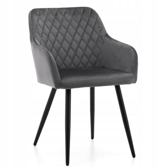 Krzesło Tapicerowane Do Salonu Jadalni Todi Welur Szary Home-Design24