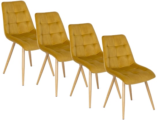 Krzesło Tapicerowane do Salonu RODRI Musztardowe Welurowe MEBEL ELITE