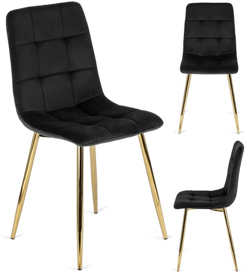 Krzesło Tapicerowane do Salonu YORK Czarny/Złoty Meble Makarowski