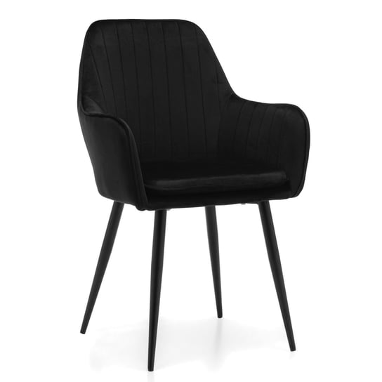 Krzesło Tapicerowane Emilia Czarny Welur Salon Jadalnia Home-Design24
