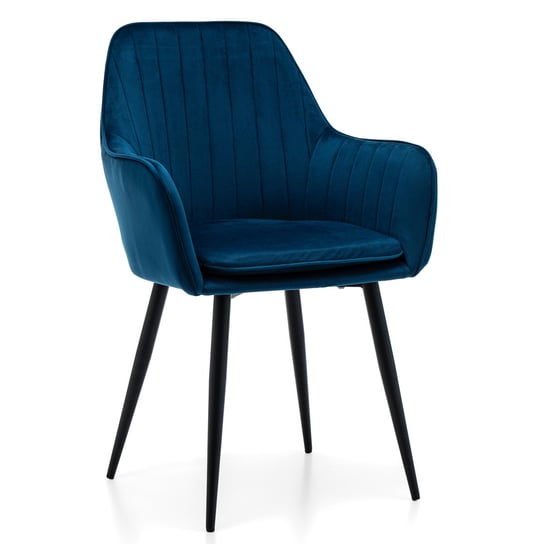Krzesło Tapicerowane Emilia Granatowy Welur Salon Jadalnia Home-Design24