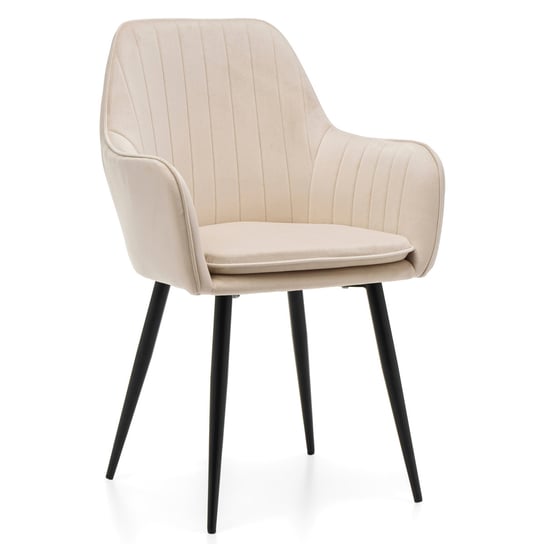 Krzesło Tapicerowane Emilia Jasny Beżowy Welur Salon Jadalnia Home-Design24