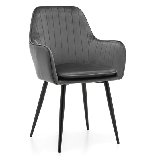 Krzesło Tapicerowane Emilia Welur Szary Welur Salon Jadalnia Home-Design24