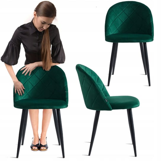 Krzesło Tapicerowane Glamour Welur Fotel Salon Viking