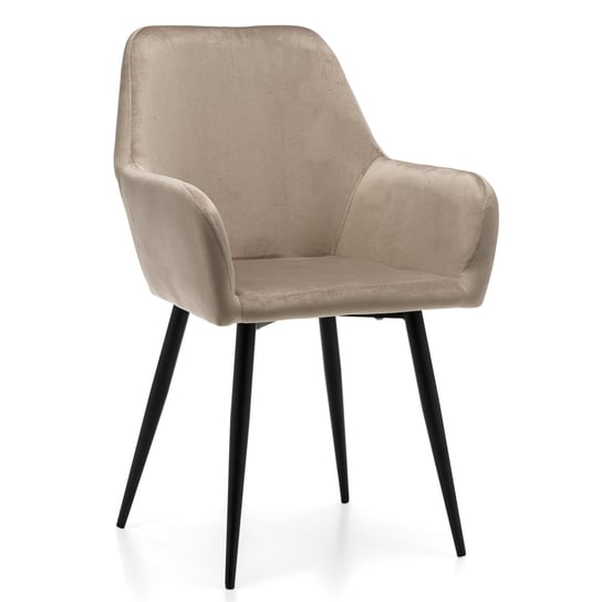 Krzesło Tapicerowane Ivo Ciemnobeżowy Welur Do Salonu Jadalni Home-Design24