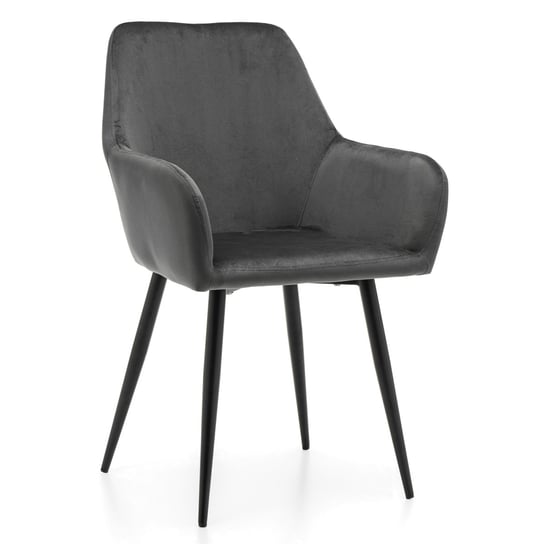 Krzesło Tapicerowane Ivo Szary Welur Do Salonu Jadalni Home-Design24