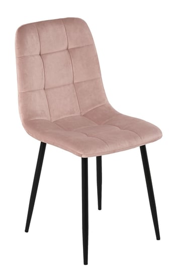 Krzesło tapicerowane jadalniane nogi metalowe welur kolor róż HOME INVEST INTERNATIONAL