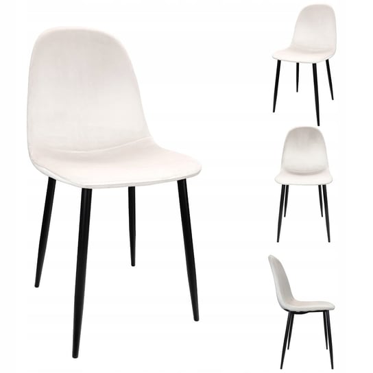 Krzesło tapicerowane kremowe metalowe nogi salon biuro SALERNO Kremowe Nuforma