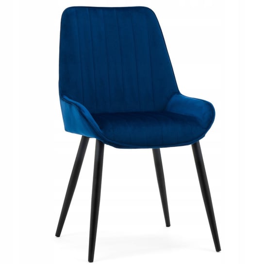 Krzesło Tapicerowane Luca Aksamit Velvet Welur Granatowa Czarne Nogi Home-Design24