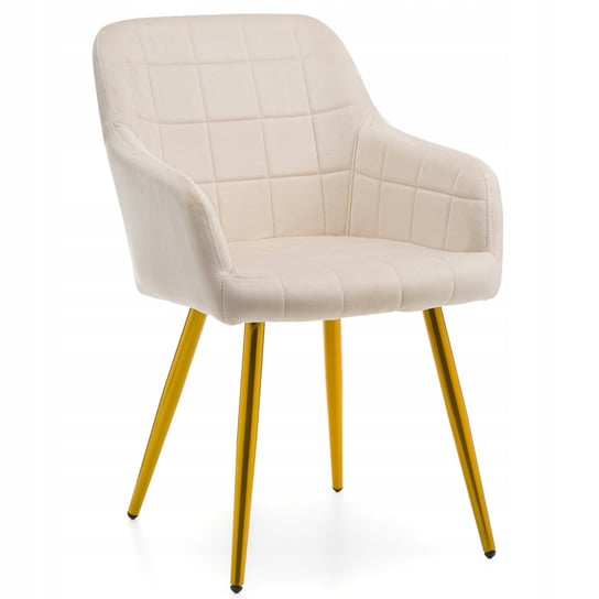 Krzesło Tapicerowane Orte Beżowy Welur Złote Nogi Home-Design24