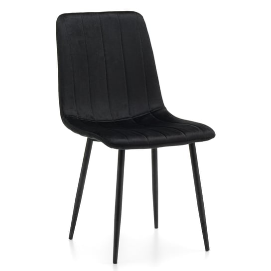 Krzesło Tapicerowane Pikowane Gela Welurowe Czarne Home-Design24