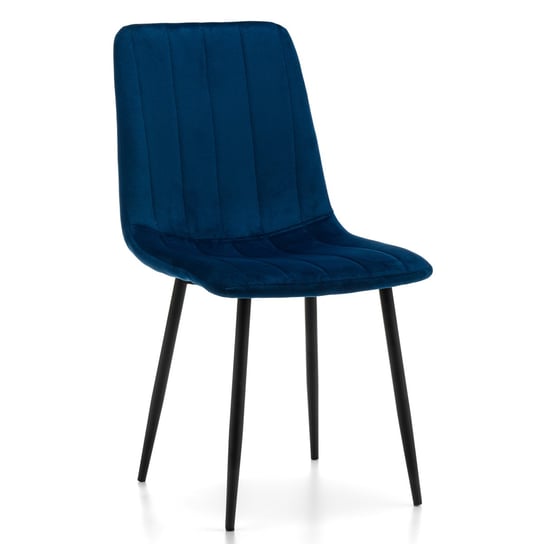 Krzesło Tapicerowane Pikowane Gela Welurowe Niebieskie Home-Design24