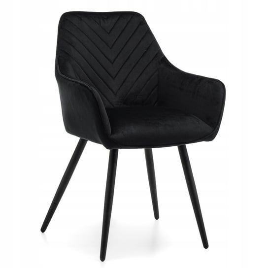 Krzesło Tapicerowane Pikowane Welurowe Vasto Czarne Home-Design24