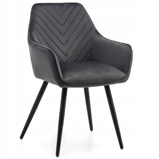 Krzesło Tapicerowane Pikowane Welurowe Vasto Szare Home-Design24