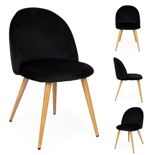 Krzesło Tapicerowane Salon Biuro Velvo Czarne HOME SELECT