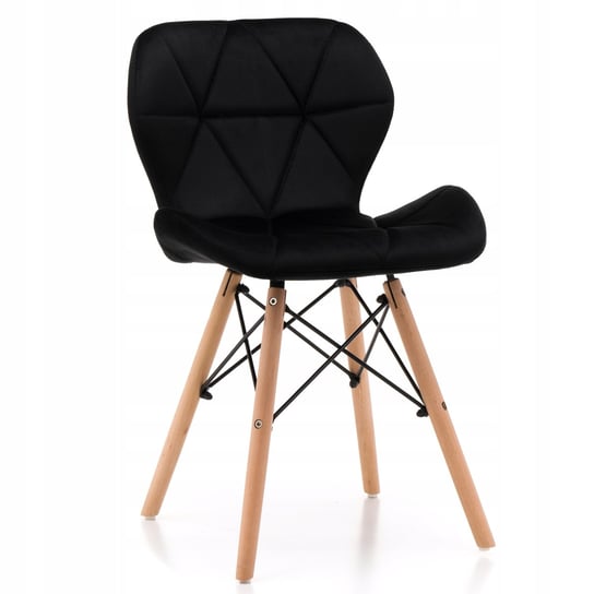 Krzesło Tapicerowane Skandynawskie Duro Welurowe Czarne Home-Design24