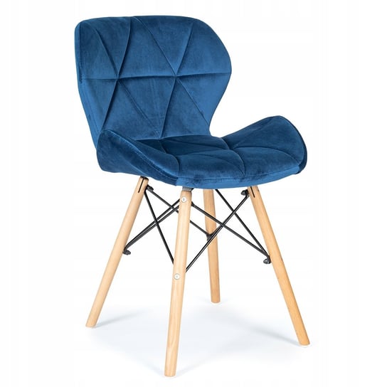 Krzesło Tapicerowane Skandynawskie Duro Welurowe Granatowe Home-Design24