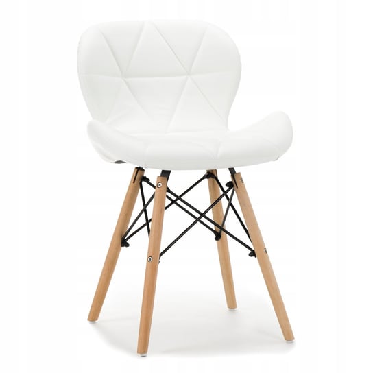 Krzesło Tapicerowane Skandynawskie Pikowane Duro Ekoskóra Biała Home-Design24