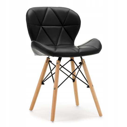Krzesło Tapicerowane Skandynawskie Pikowane Duro Ekoskóra Czarna Home-Design24