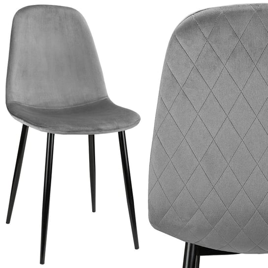 Krzesło tapicerowane szare welurowe nowoczesne Szchara