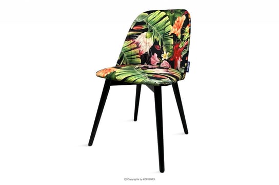 Krzesło tapicerowane we wzory kwiaty BAKERI Konsimo