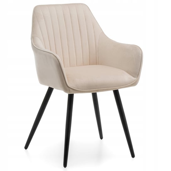 Krzesło Tapicerowane Welurowe Aksamit Passo Beżowe Home-Design24