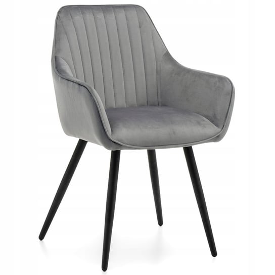 Krzesło Tapicerowane Welurowe Aksamit Passo Jasnoszare Do Salonu Jadalni Home-Design24